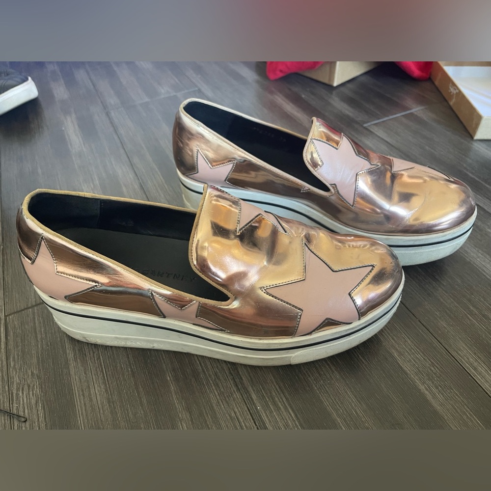 Stella McCartney Binx Metallic Rose Gold Star Slip On Sneaker